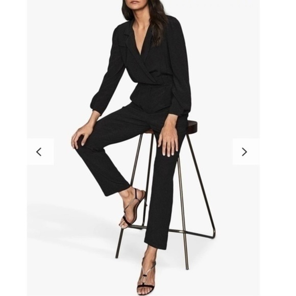 REISS Selena Utility Black Jumpsuit - Picture 3 of 15